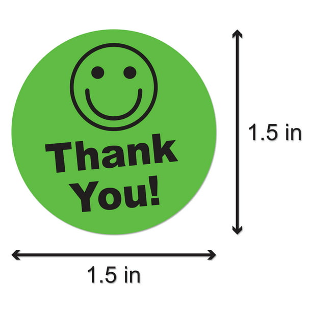 Thank You Smiley Face Label Stickers 200 Roll Count  1-1/2" Size